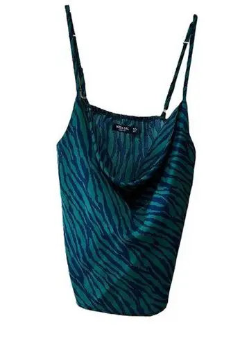 Nasty Gal  Collection Blue and Green Spaghetti Strap Camisole Blouse Size 2