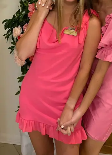 Lucy in the Sky Hot Pink Tie Shoulder Mini Dress