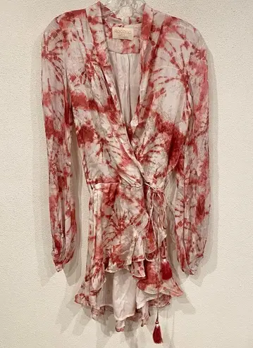 Rococo Sand Ava Ruffled Mini Dress Women's Size Small Rosewood NEW Pink