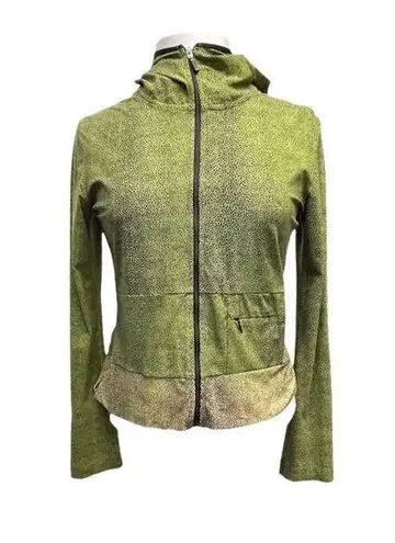 Luhta Hooded Full Zip Hooded Crop Jacket Long Sleeve Active Wear Size MED Green