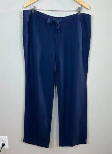 Tommy Hilfiger  Pants 16 Womens Navy‎ Blue Linen Blend Lightweight Drawstring