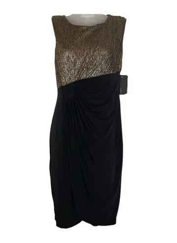 Enfocus Studio Gold Shimmer Bodice Sleeveless Ruched Dress