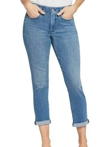 NYDJ High Rise Girlfriend Hollywood Jeans Blue Stunning Stretch Women's Size 2