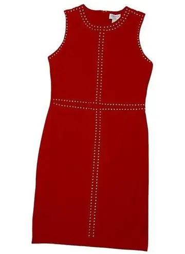 Carmen Marc Valvo  Studded Sleeveless Sheath Dress - Red - 8