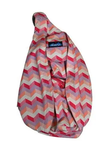 KAVU Chevron Pattern Crossbody Rope Strap Satchel Sling Bag
