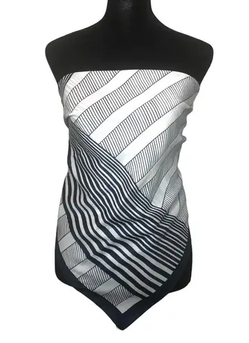 Navy and White Striped Scarf Blue