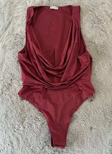 NWOT Intimately Free People Bodysuit XS Drape Cowl Neck First Choice Wild Ginger Red
