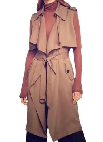 BCBGMAXAZRIA  Brielle Sleeveless Belted Trench Coat Mocha Beige Womens Size Large