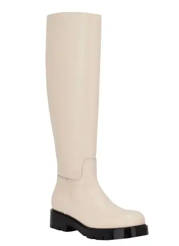 Marc Fisher LTD Leather Phidias Lugsole Tall Knee-High Boots Ivory Size 8.5