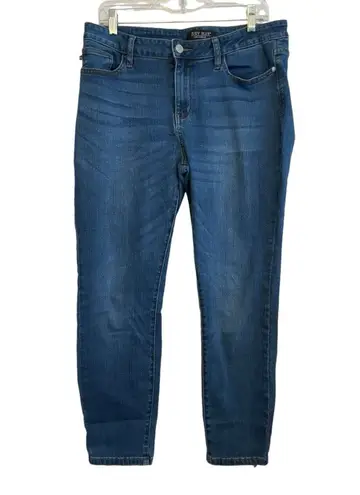 Judy Blue Relaxed Fit Mid-Rise Slim Jeans Women Size 32 Blue Faded Ankle Stretch