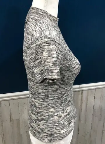 it's our time Vintage Mock Neck Cropped Marled T-shirt 90s Knit Ribbed