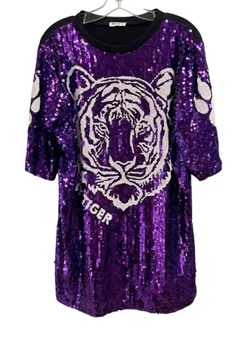 Purple Sequin Tiger Mini Dress One Size LSU Louisiana Game Day
