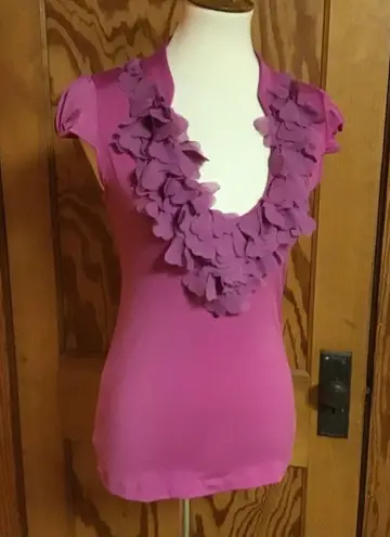 Fuchsia plunging retro Y2K top - Image 4