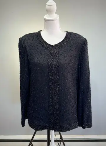 Laurence Kazar CLEARANCE! Vintage Silk Beaded Jacket Size L VGUC