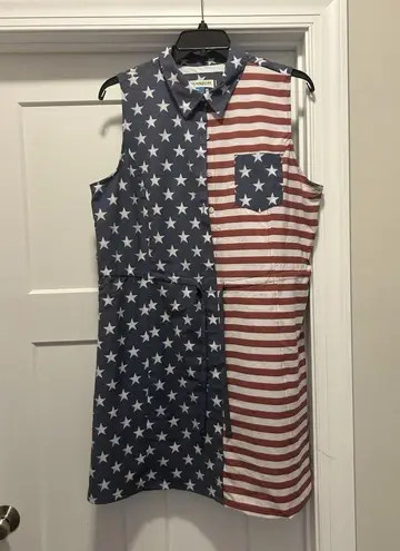 Magellan outdoors Dress Women’s 2XL Flag USA Red White Blue Classic Fit UPF 30