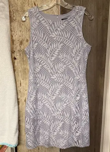 Sharagano Lavender Lace Sleeveless Sheath Mini Dress with some stretch size 14