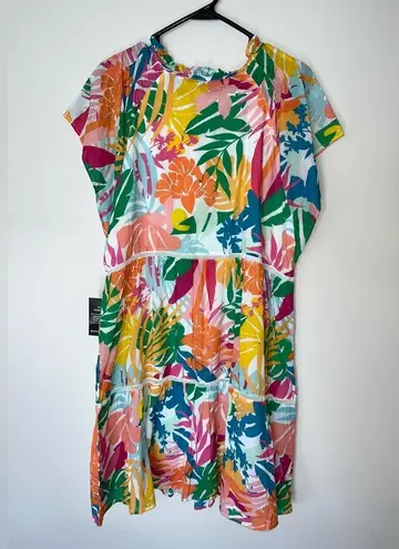 Boston Proper - NWT Abstract Forest Tiered Shift Dress Multi- Size Large