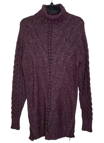 Matilda Jane Turtleneck Sweater Dress Size Small Purple Pink Open & Cable Knit