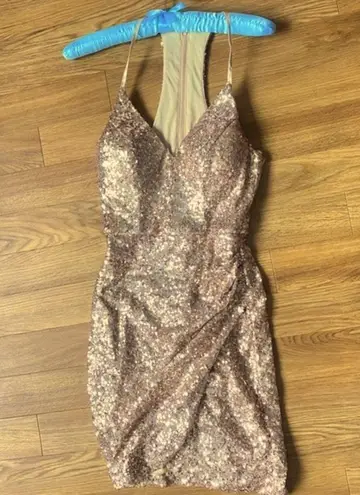 B. Smart   Gold Sequin Party Racer Back Sleeveless
Mini Cocktail Party Dress