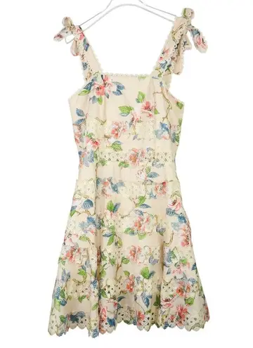 Goodnight Macaroon Dolly Cream Floral Broderie Anglaise Mini Dress Medium