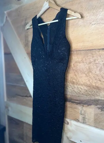 Jump Black Glitter Sparkly Lace V Neck Racerback Sheath Dress size 7/8 Formal - Image 6