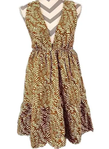 House of Harlow Linen Brown Palm Mini Dress - Size S