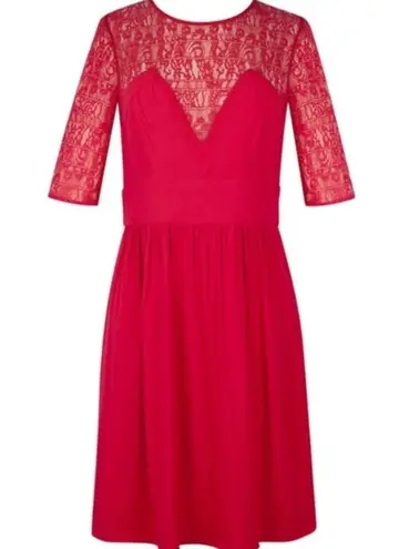 Sandro Paris Red Lace Bustier Style Christmas Holiday Short Dress Size Small