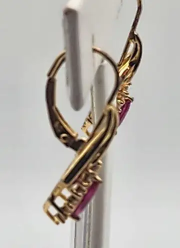 Masterpiece Diamonds Gold Plated Sterling Silver Ruby & White Sapphire Earrings Pink