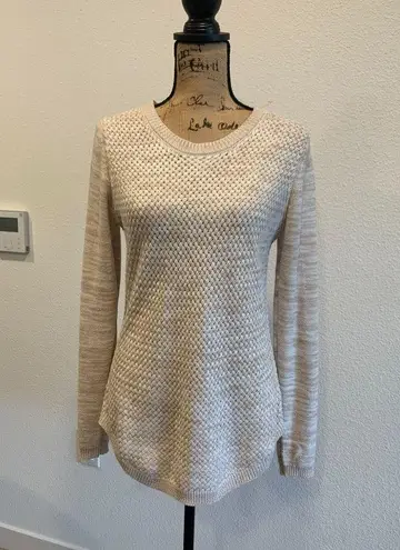 (F-189)Lety & Me Cream Sweater with Brown elbow patches, stitch fix, Size S