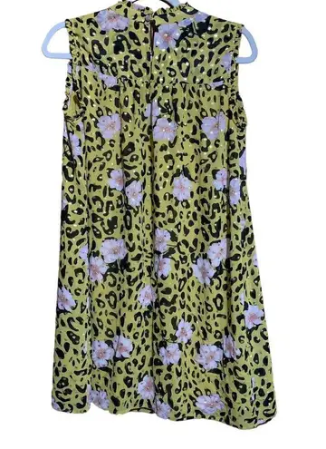 Southern Stitch Sz Small Multicolor Floral Animal Print Metallic Mock Neck Dress
