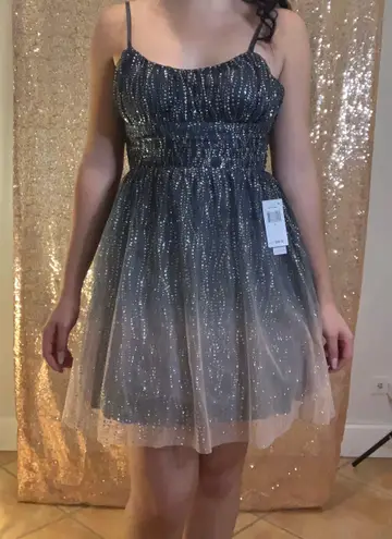 Teeze Me Juniors' Ombré Glitter Tulle Dress