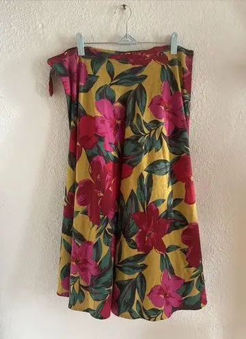 For Cynthia Big Floral Linen Skirt, Lg