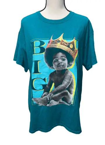 The Notorious B.I.G Baby Biggie Big Poppa Adult Medium Aqua Green Rap Tee Size L
