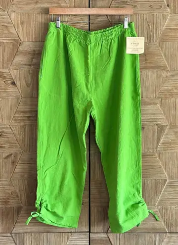 NWT B'Gauze Women's Crop Green Pants Sz 1 Cinched Hem Elastic Waist