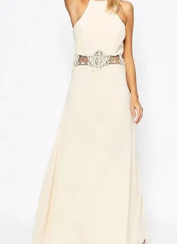 ASOS NWT Jarlo London  Cream Aden Maxi Dress Lace Insert Waist Size XS/8 - Image 9