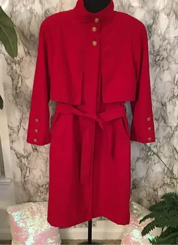Gallery Gorgeous, Stunning, Luxurious Red Trench with Gold Detailed Buttons