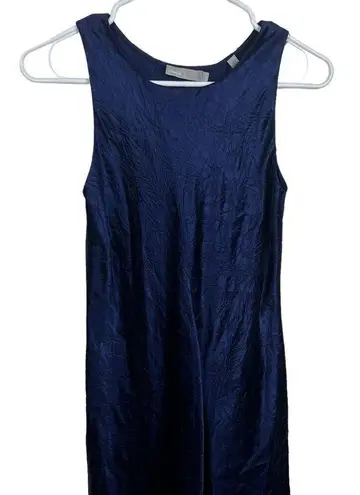 Vince NWT  XS Asymmetrical Crinkled Satin Sleeveless Midi Dress Ink Dark Navy