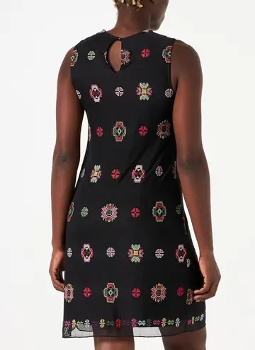 Desigual NWT Black Embroidered Shift Dress Size 46 / 12 US