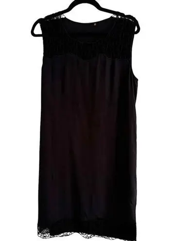 Elie Tahari Black Silk Pullover Sleeveless Shift Dress Size 12 Minimalist