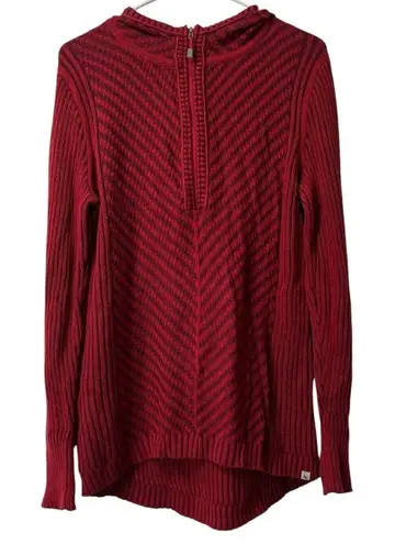 Eddie Bauer  Sweater Women's‎ Size Small Red Hooded 1/4 Zip Soft Ribbed Knit City