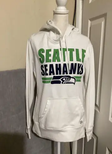 Seattle Seahawks Hoodie Sweatshirt Mens Medium White Blue NFL Football Fleece