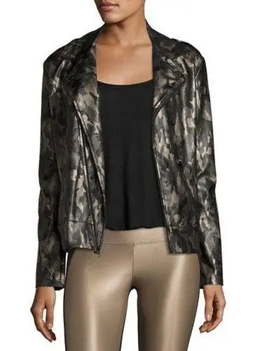 Koral Activewear Specter metallic camo-print vegan leather moto jacket small NWT