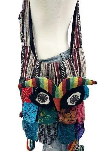 Vintage Y2K Boho Wearable Art Cross Body Bag Owl Colorful Design