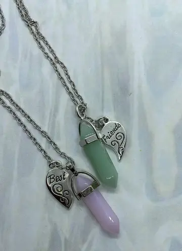Silver Heart Best Friend Crystal Stone Necklaces
