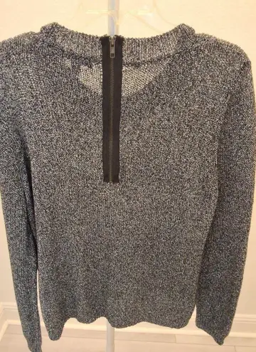 Material Girl Shimmer Metallic Knit Sweater Black Silver Pullover Womens Large