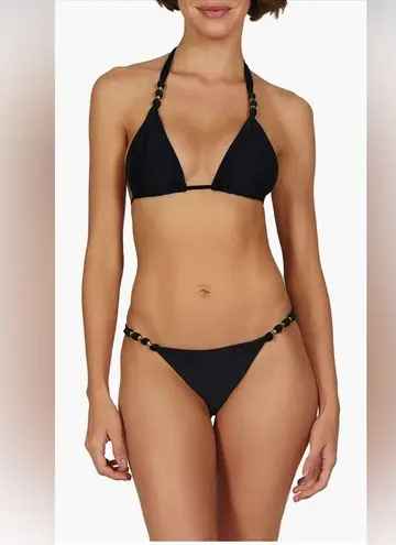 VIX Paula Bead & Knot Detail Bikini Bottom, Black, X