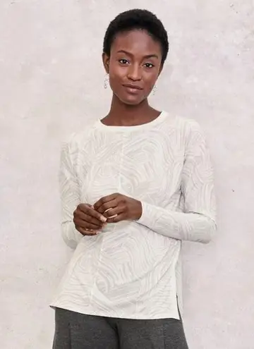 Garnet Hill Boxy Tunic Gray White Tee Size Small