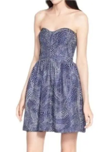 Devlin Dress Size Small Strapless Blue White Quilted Smocked Mini from Nordstrom