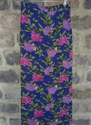 No Brand Floral Maxi Skirt Faux Wrap Blue Purple Lightweight Bright Colorful
