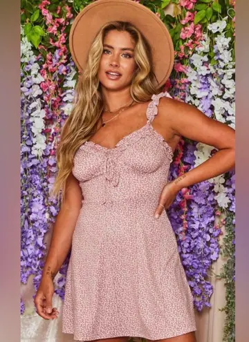 Peach Love California Pretty in Pink Cheetah Slip Dress Pink Strappy Large